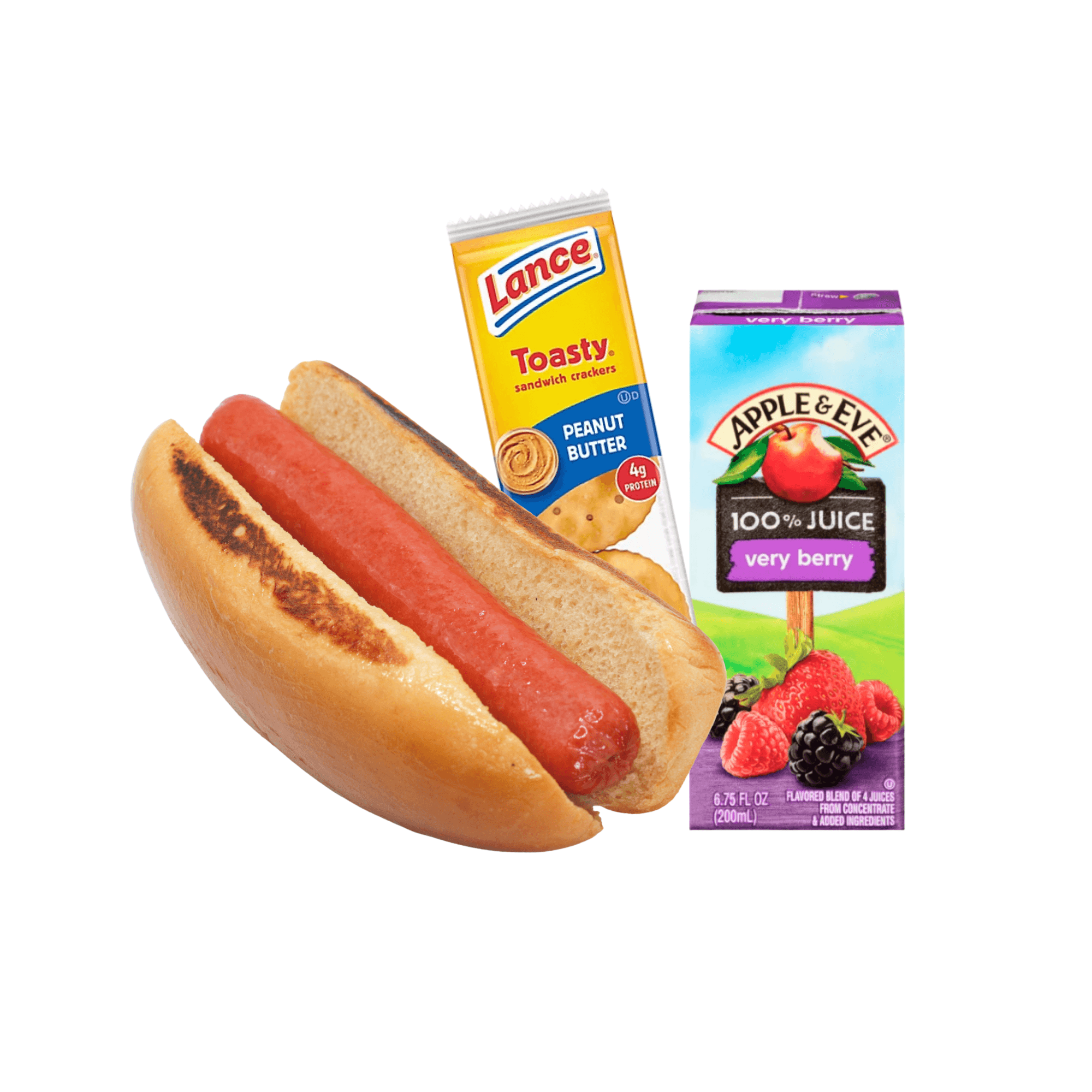 Hot Dog Depot counter with burgers, hot dogs and fries ready to serve